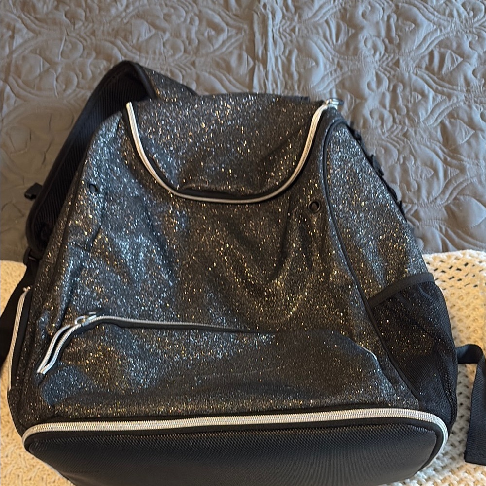 Varsity Glittery Black Backpack